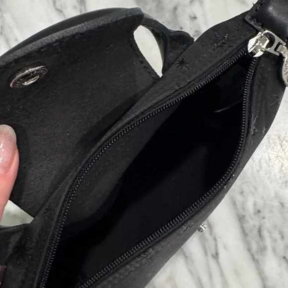 Longchamp Black Mini Top-Handle Bag with Star Embroidery - Picture 5 of 6